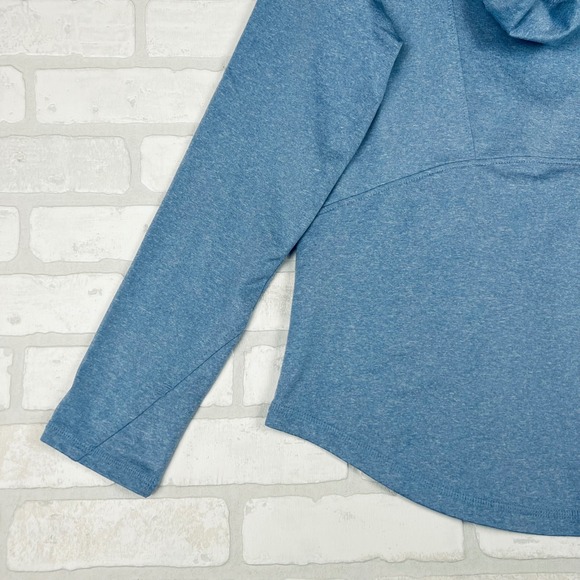 Storm Creek Womens Blue Heathered Quarter Zip Hoodie Thumbhole Active Top Large - Picture 6 of 15
